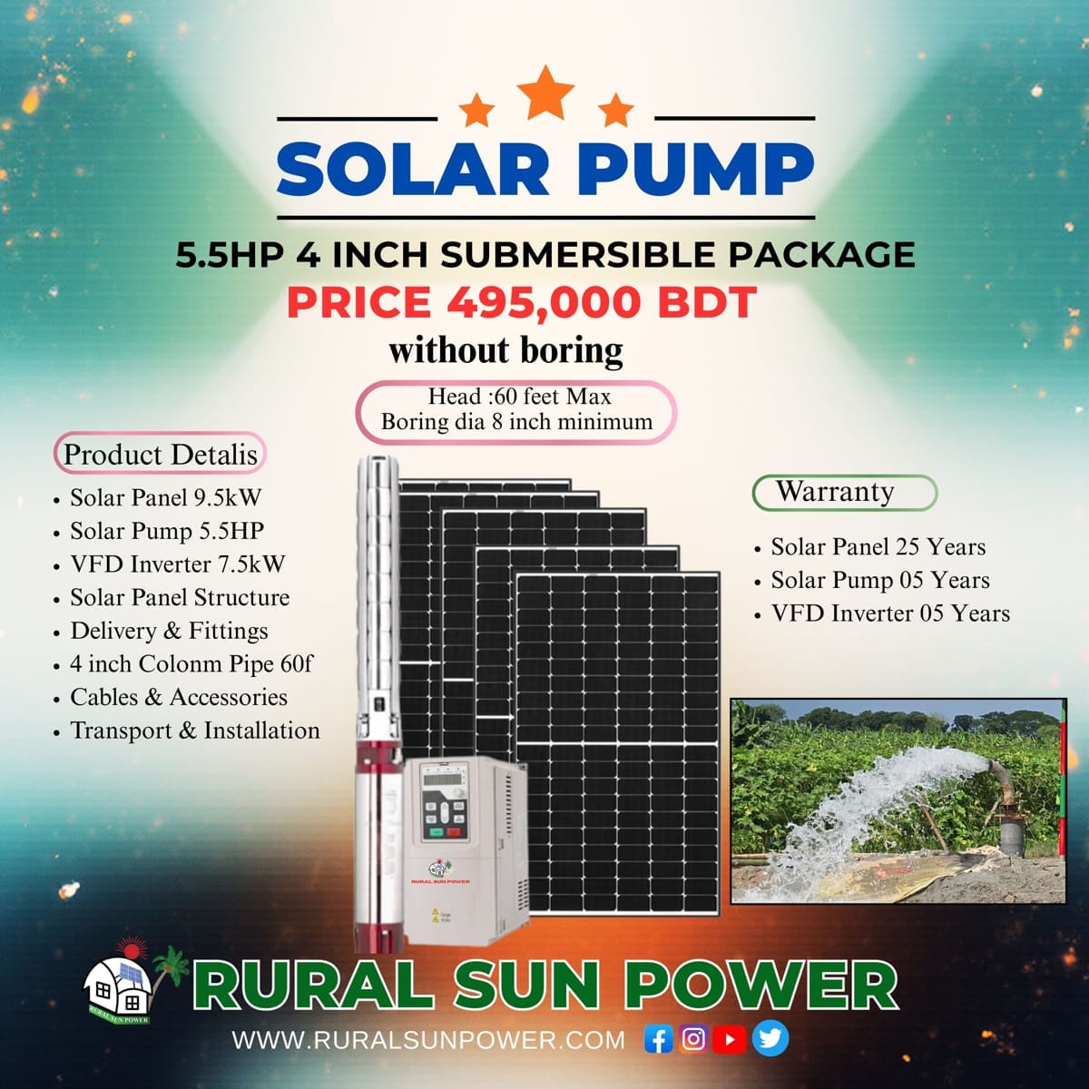 আরএসপি ৫.৫ এইচপি সাবমারসিবল পাম্প প্যাকেজ
